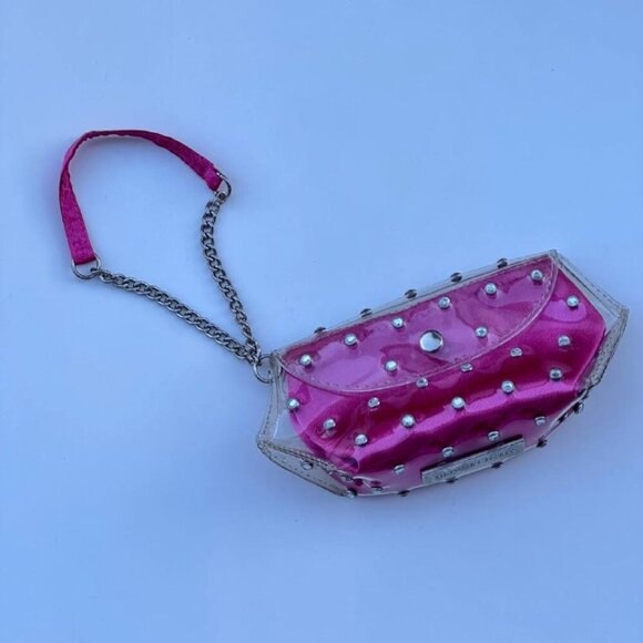 VICTORIA’s SECRET Clear Rhinestone Embellished Key Pouch with Wrist Chain - Picture 1 of 6